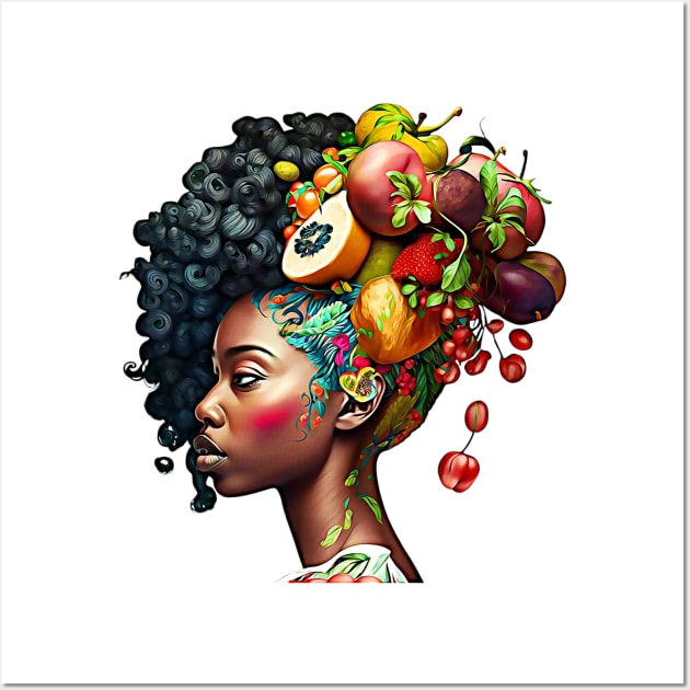 Black Woman Healthy Eating Fruits African American Wall Art by Unboxed Mind of J.A.Y LLC 